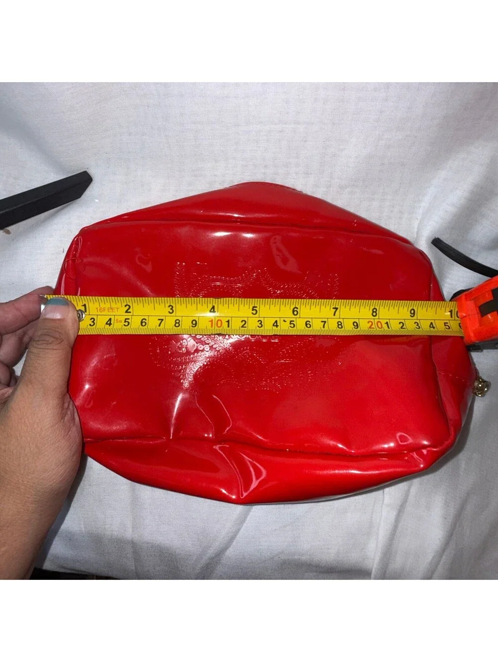 Christian Lacroix Rouge Avon Red Patent Cosmetic Makeup Bag 9x6x3 Vintage